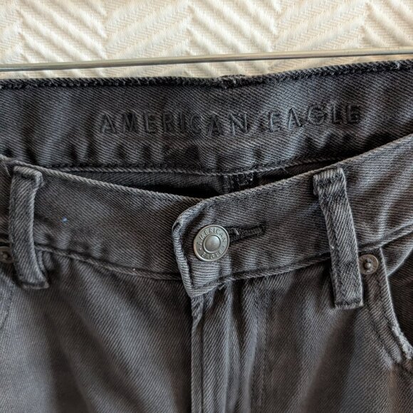 American Eagle Low Rise Skater Jeans Black Wide Leg Denim Size 8 Regular Grunge - Picture 4 of 12